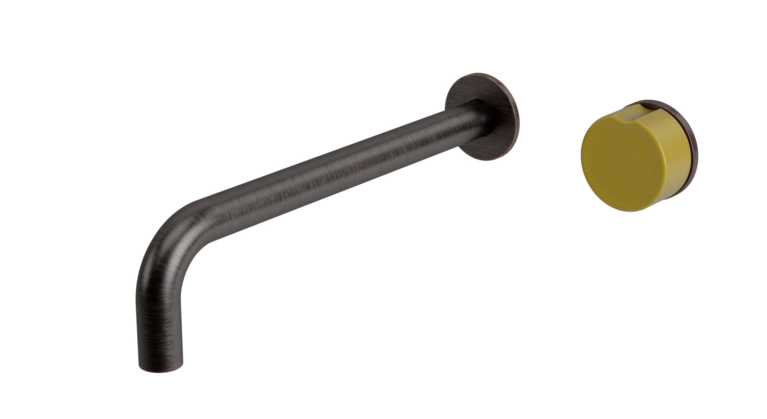 Foundry One Handle Wall Mount 10" Lavatory Faucet with Groove Ceramic Knob Handle in Antique Bronze