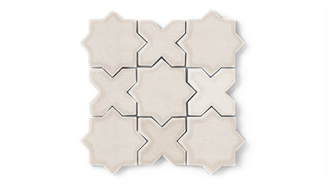 Mini Star & Cross Original Ceramic Tile in Sand Dune Gloss