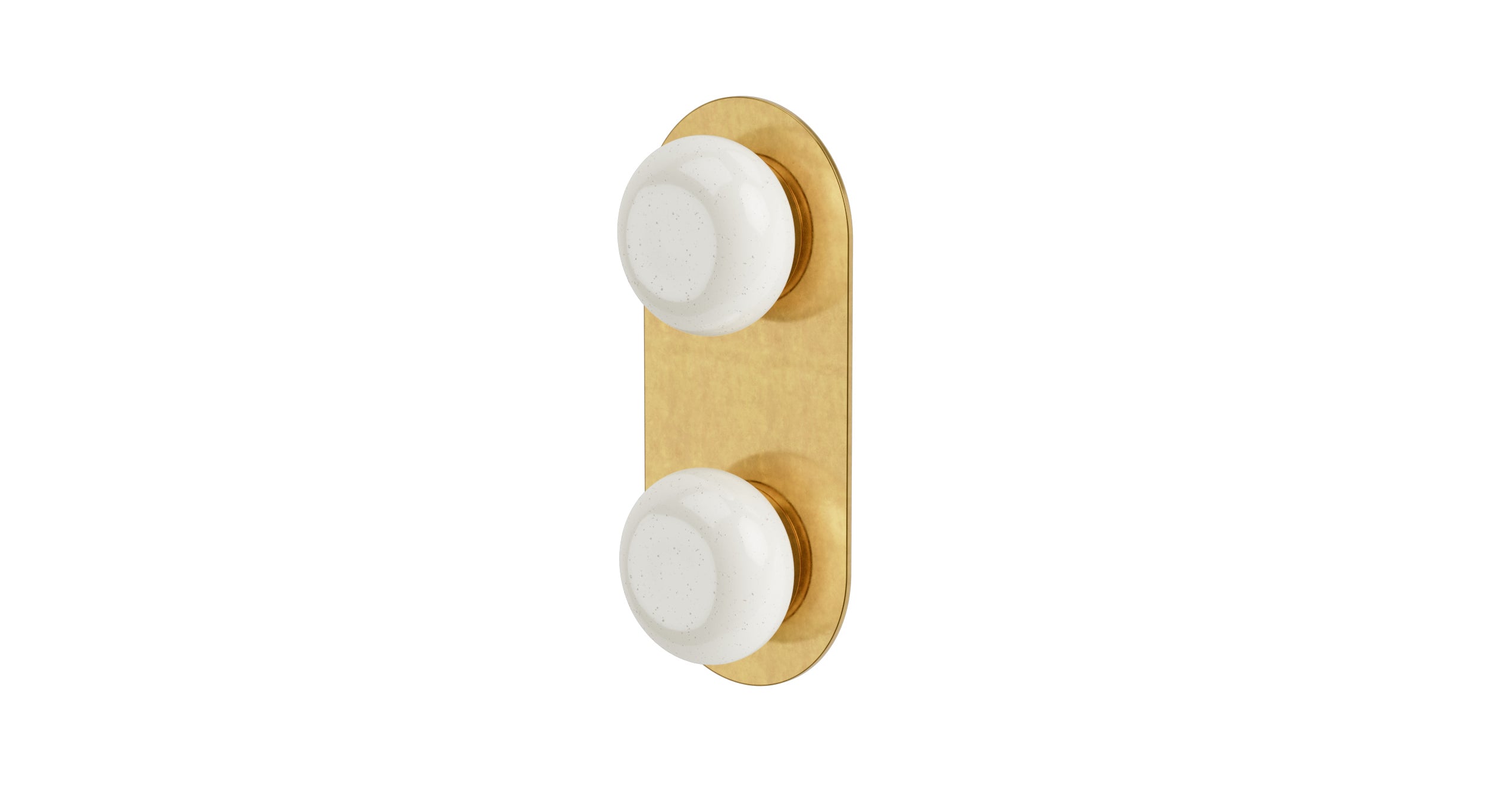 Foundry Two Handle Wall Mount Shower Trim with Pebble Ceramic Knob Handles in French Brass
