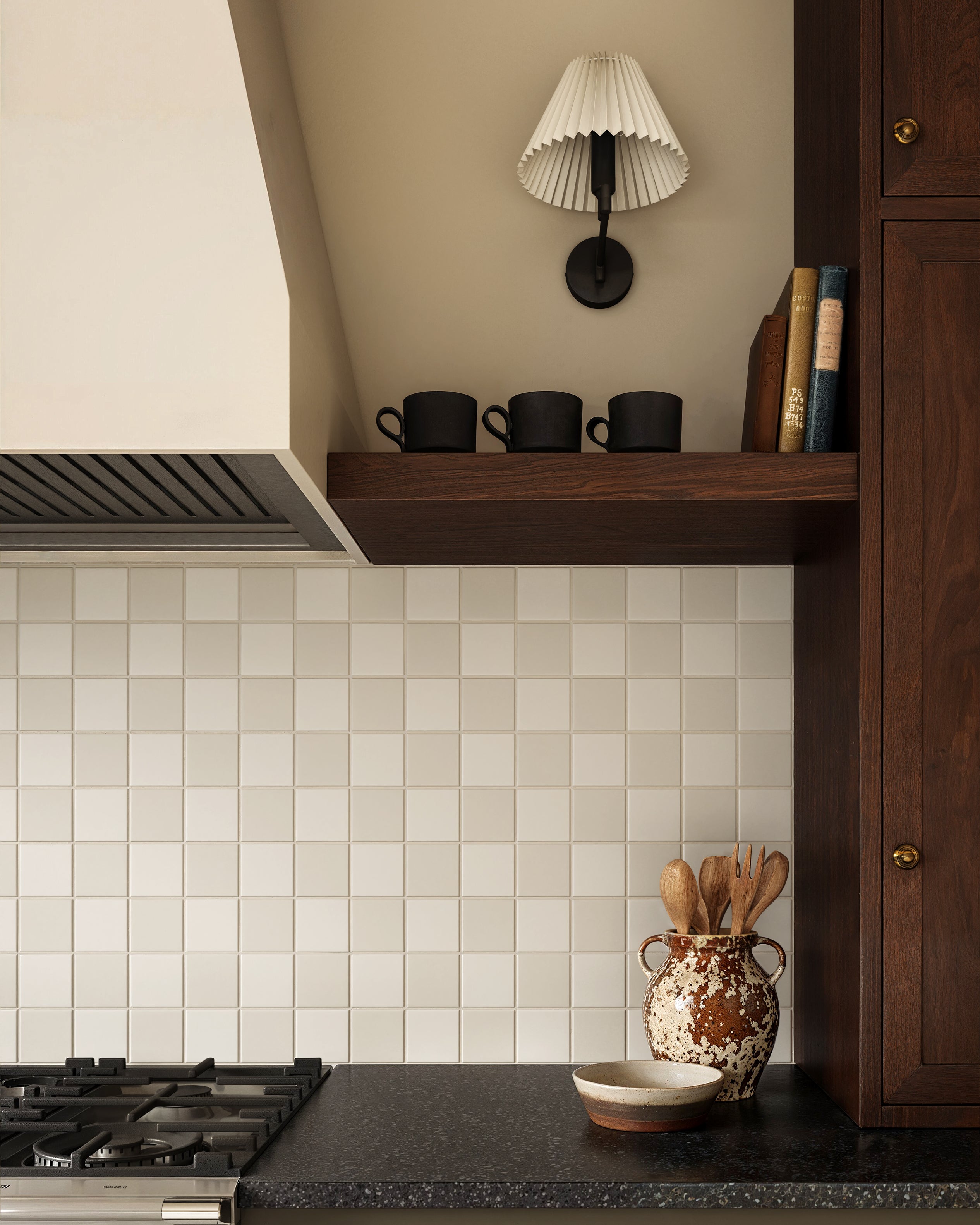 3x3 Checkerboard Sheeted Original Ceramic Tile in Calcite Matte & Feldspar Matte