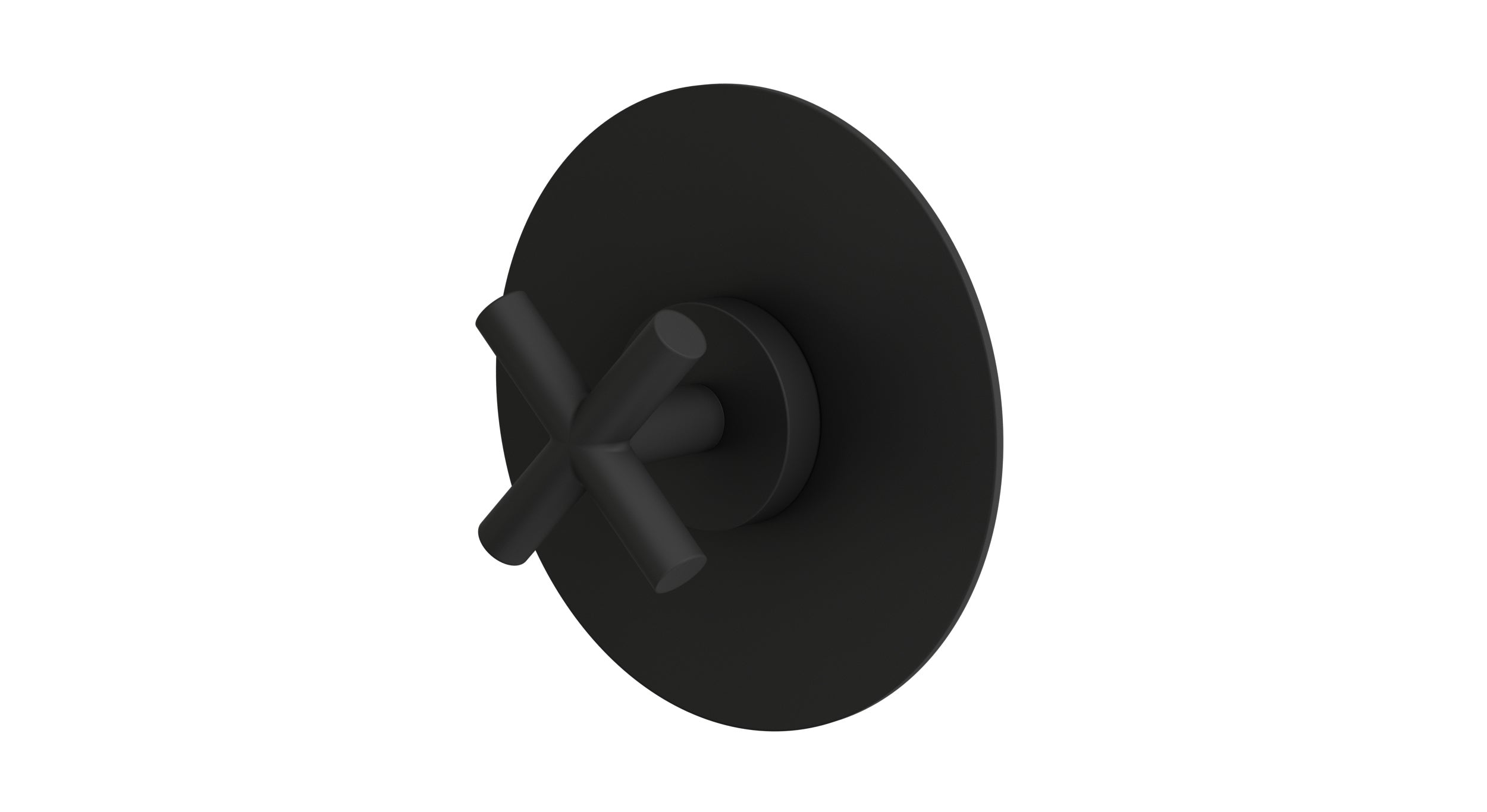 Contour One Handle Wall Mount Shower Trim with Soft Cross Handle in Matte Black