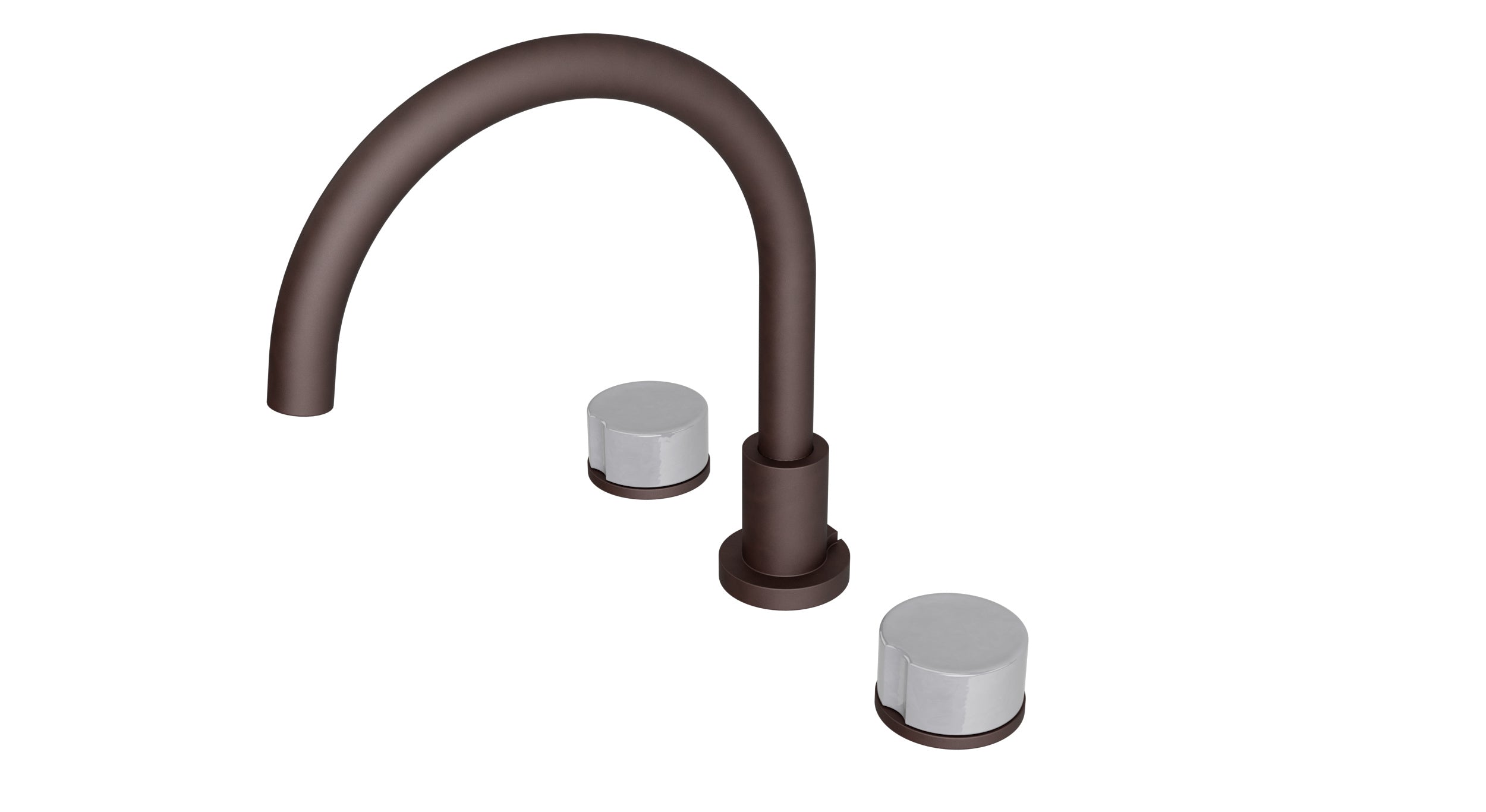 Foundry Two Handle Deck Mount Gooseneck Bath Trim with Groove Ceramic Knob Handles in Architectural Copper