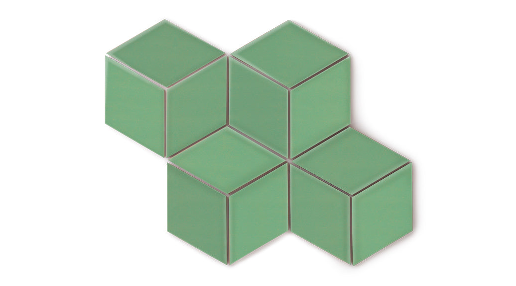 Large Diamond Original Ceramic Tile in Sea Green Gloss