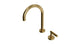 Contour One Handle Deck Mount Gooseneck Lavatory Faucet with Soft Lever Handle in Uncoated Polished Brass