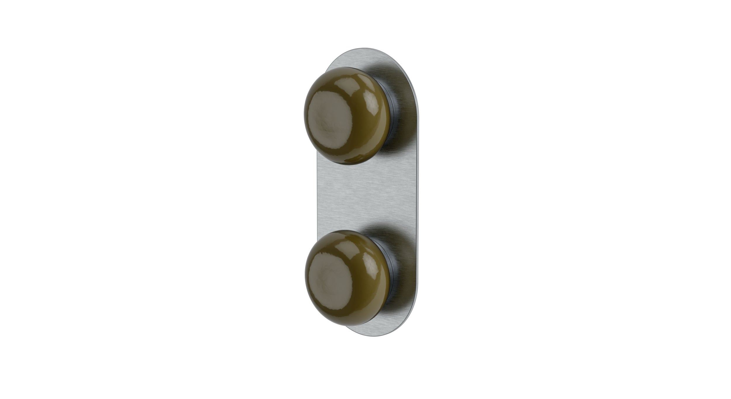 Foundry Two Handle Wall Mount Shower Trim with Pebble Ceramic Knob Handles in Satin Chrome