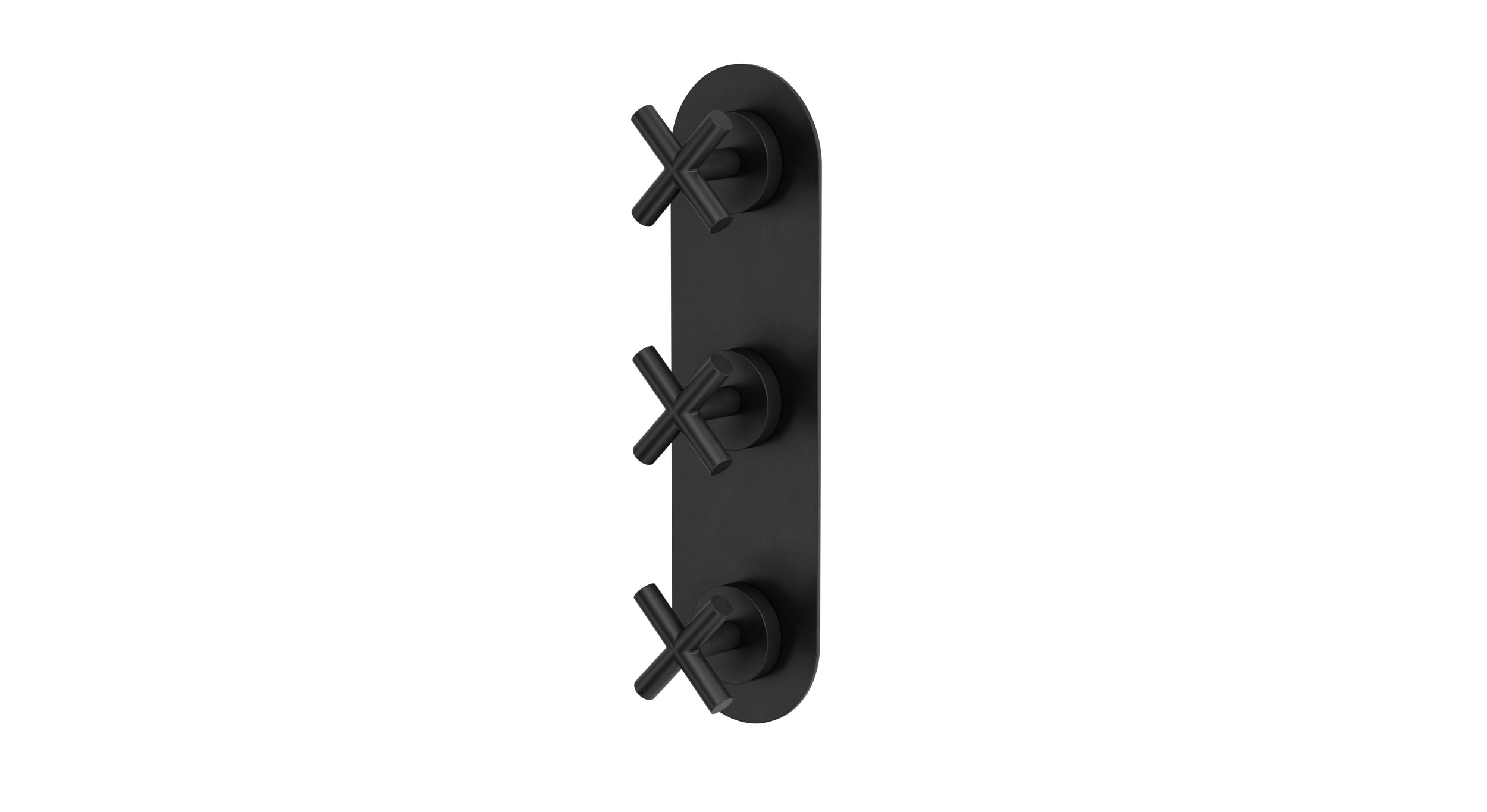 Contour Three Handle Wall Mount Shower Trim with Soft Cross Handles in Oil Rubbed Bronze