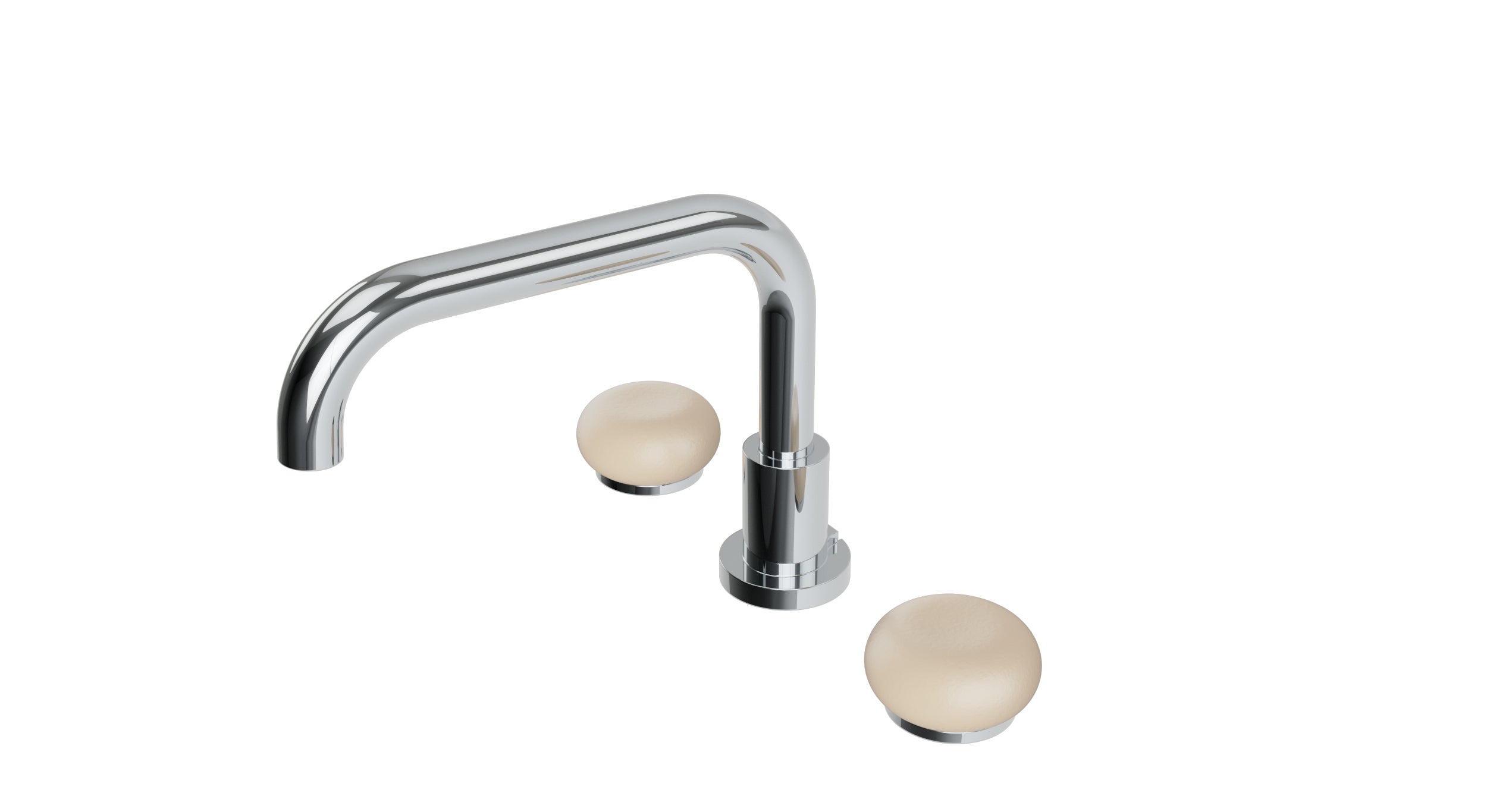 Foundry Two Handle Deck Mount Squaretop Bath Trim with Pebble Ceramic Knob Handles in Polished Chrome