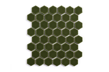 2" Hexagon Sheeted Original Ceramic Mosaic Tile in Lone Pine Gloss