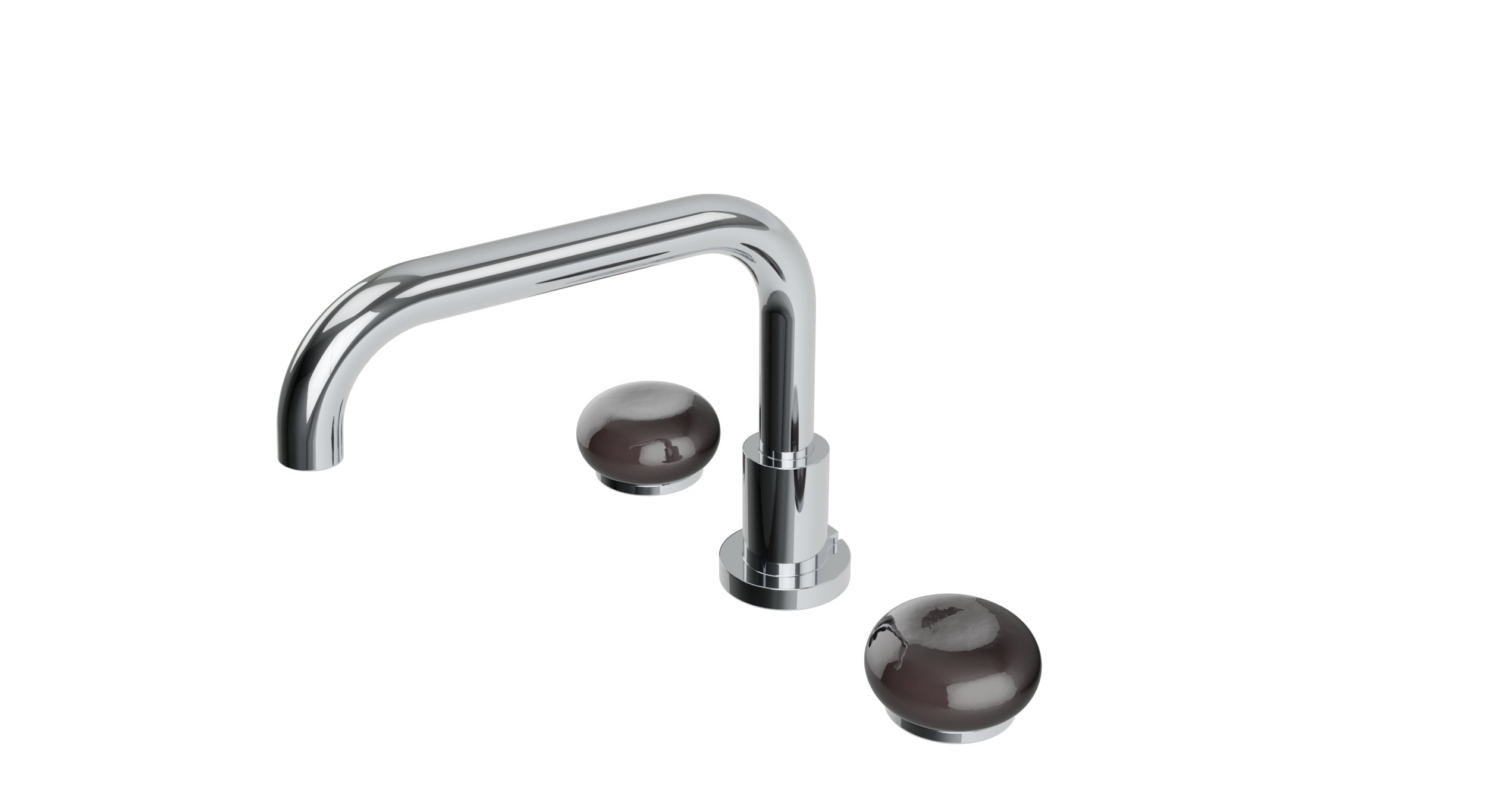 Foundry Two Handle Deck Mount Squaretop Bath Trim with Pebble Ceramic Knob Handles in Polished Chrome