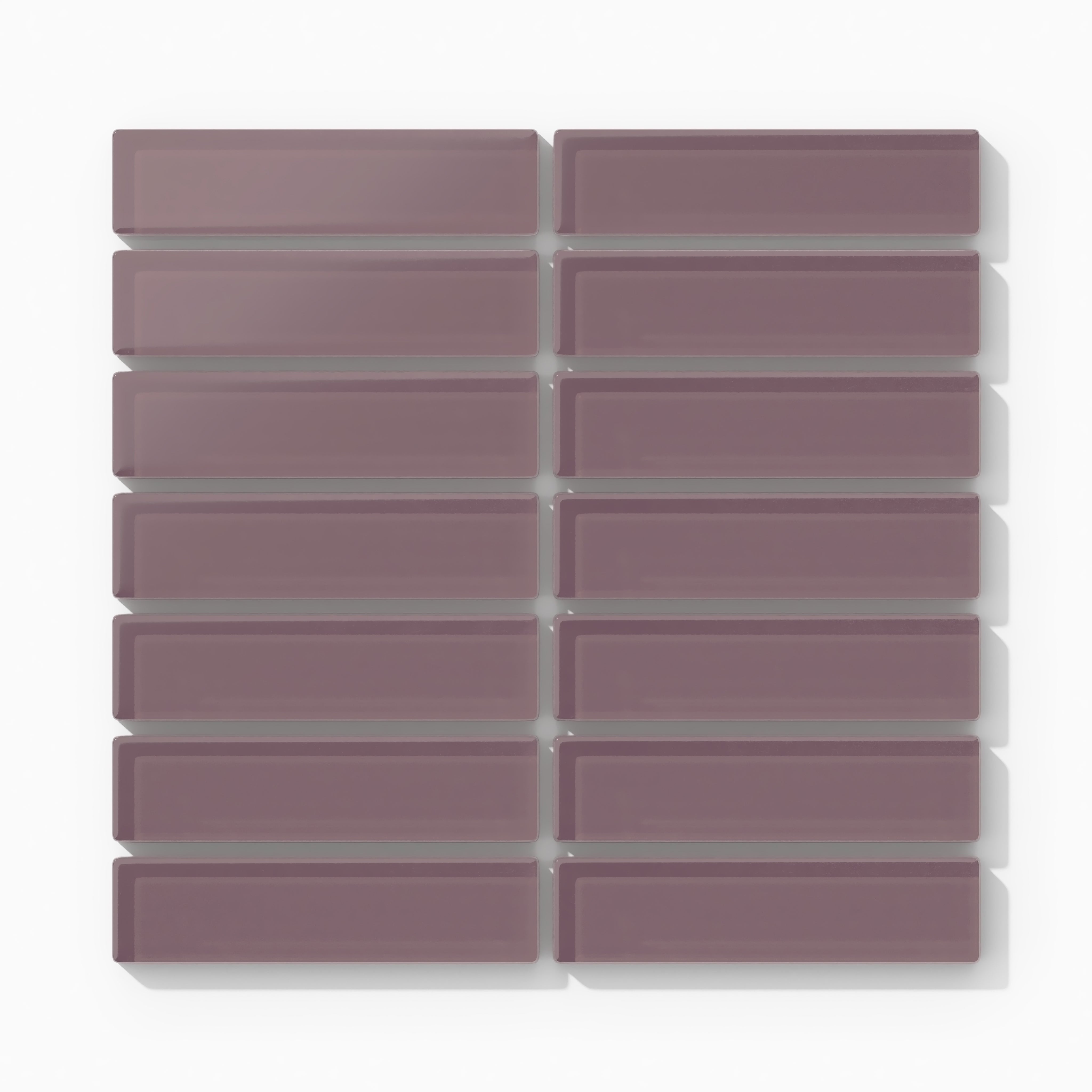 1x4 Straight Set Sheeted Glass Mosaic Tile in Crane Matte