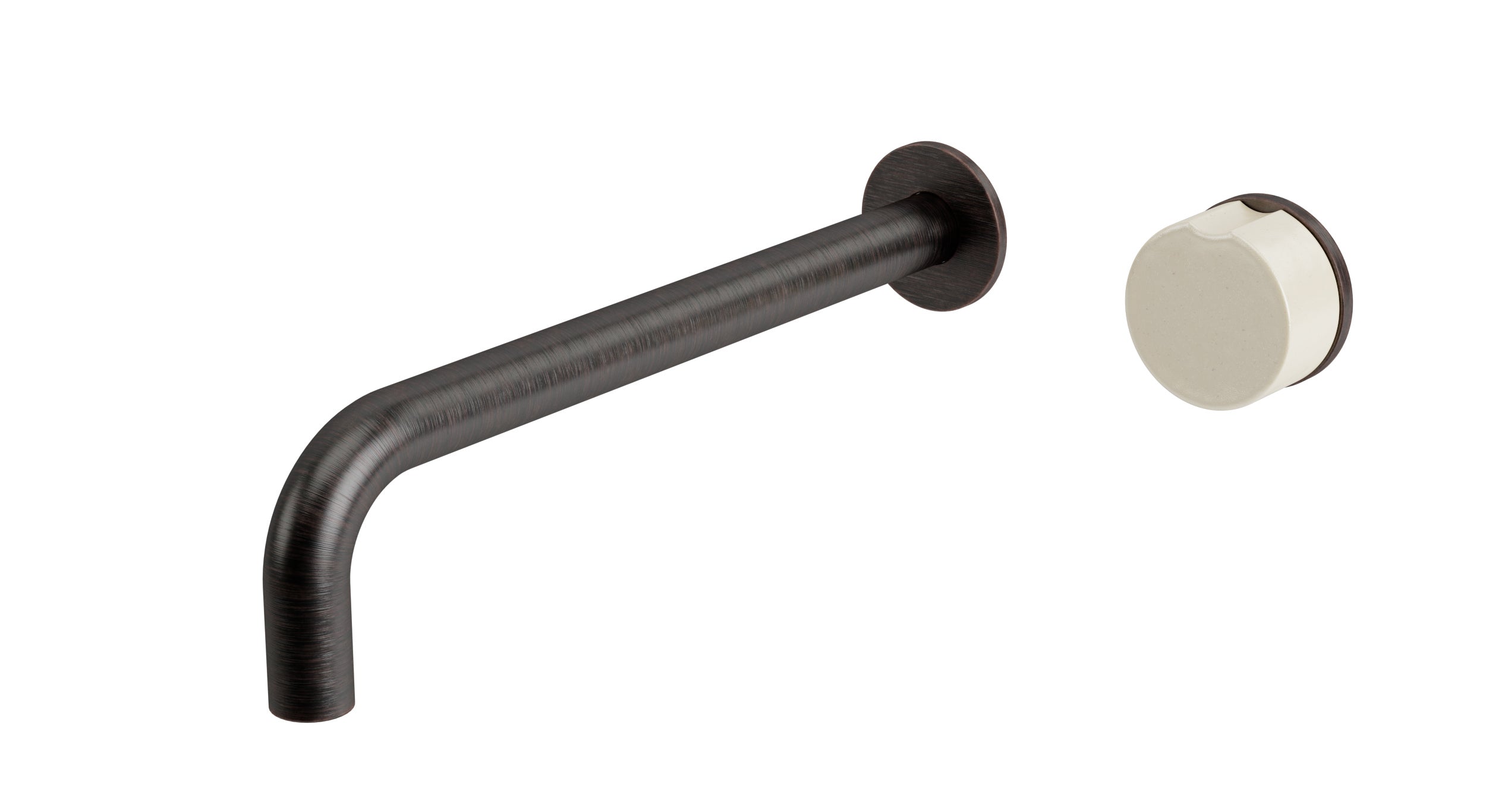 Foundry One Handle Wall Mount 10" Lavatory Faucet with Groove Ceramic Knob Handle in Antique Bronze