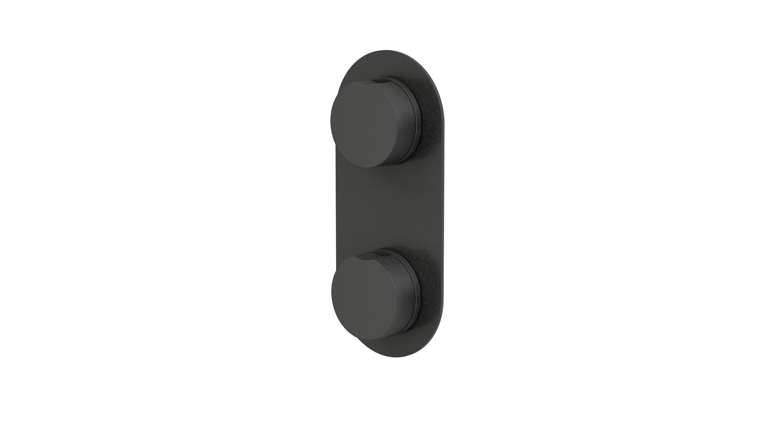 Foundry Two Handle Wall Mount Shower Trim with Barrel Knob Handles in Blackened Nickel