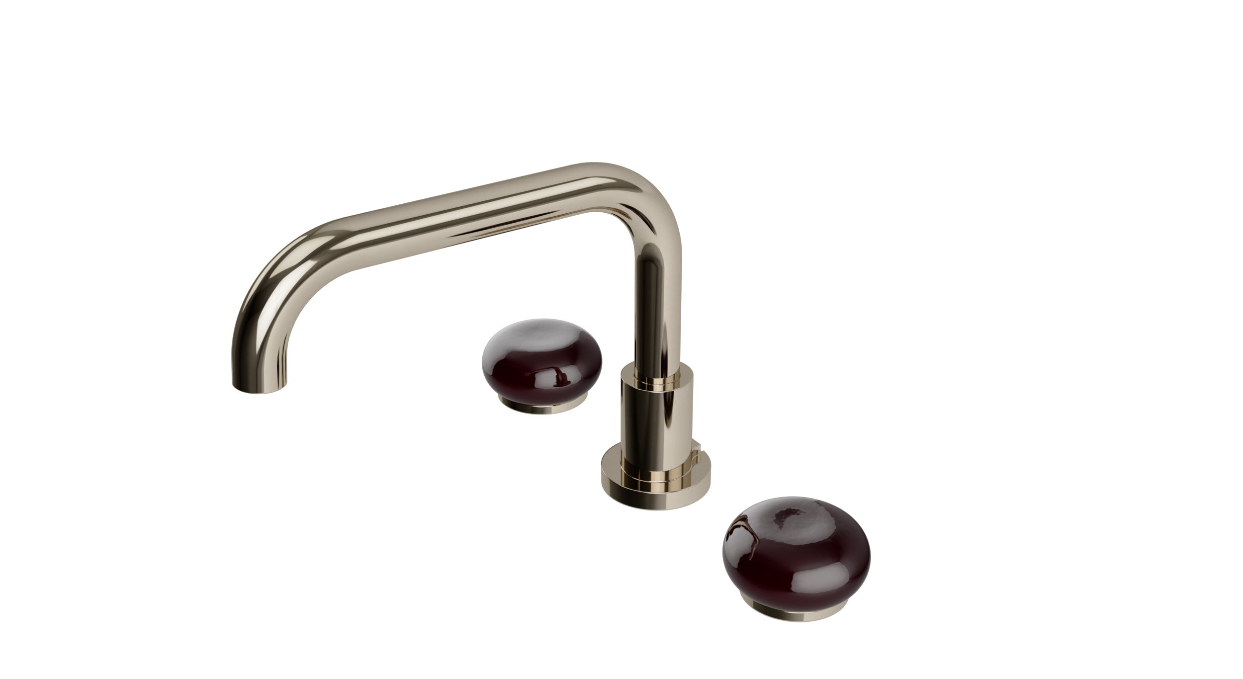 Foundry Two Handle Deck Mount Squaretop Bath Trim with Pebble Ceramic Knob Handles in Polished Nickel