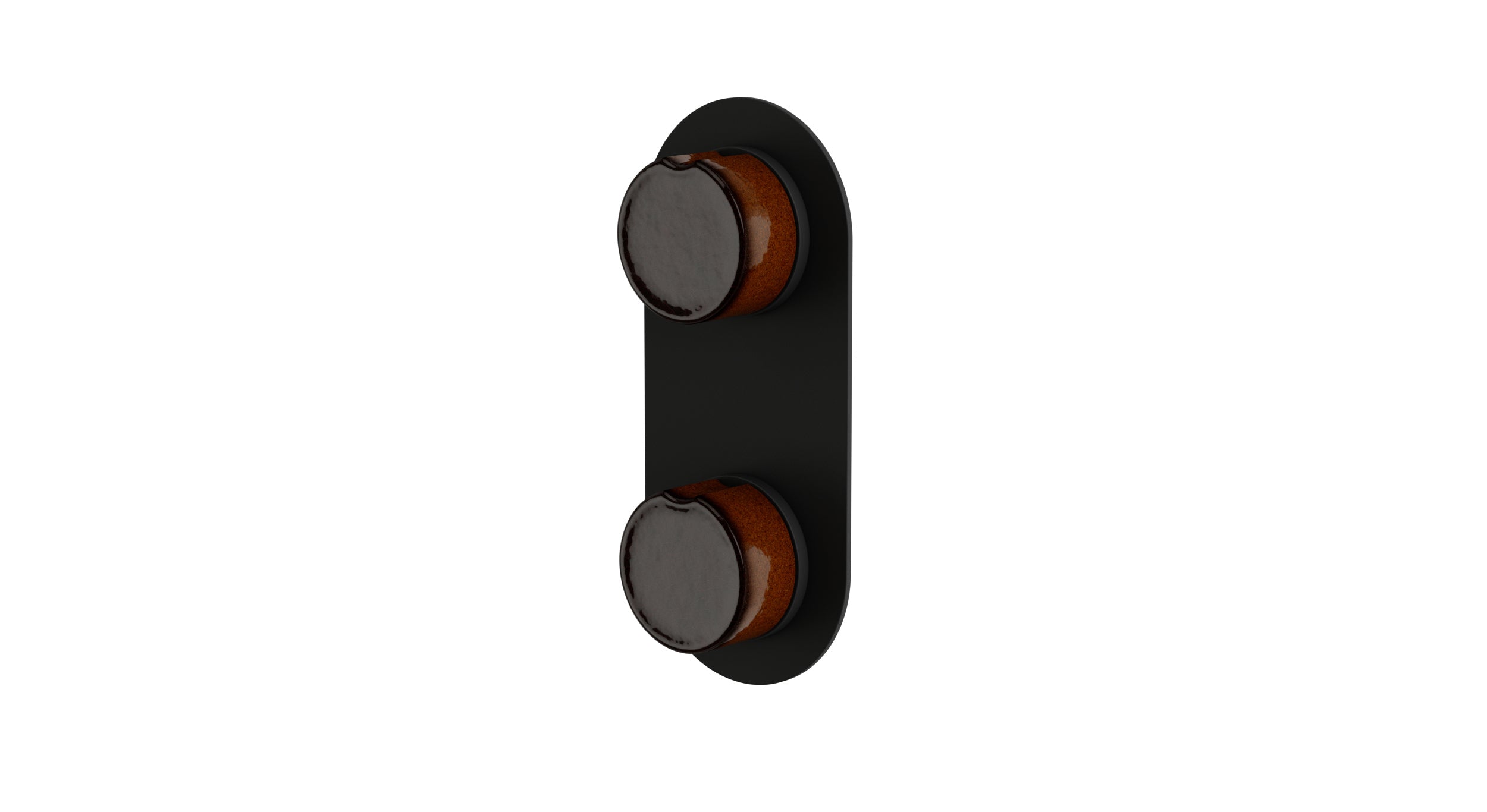 Foundry Two Handle Wall Mount Shower Trim with Groove Ceramic Knob Handles in Matte Black