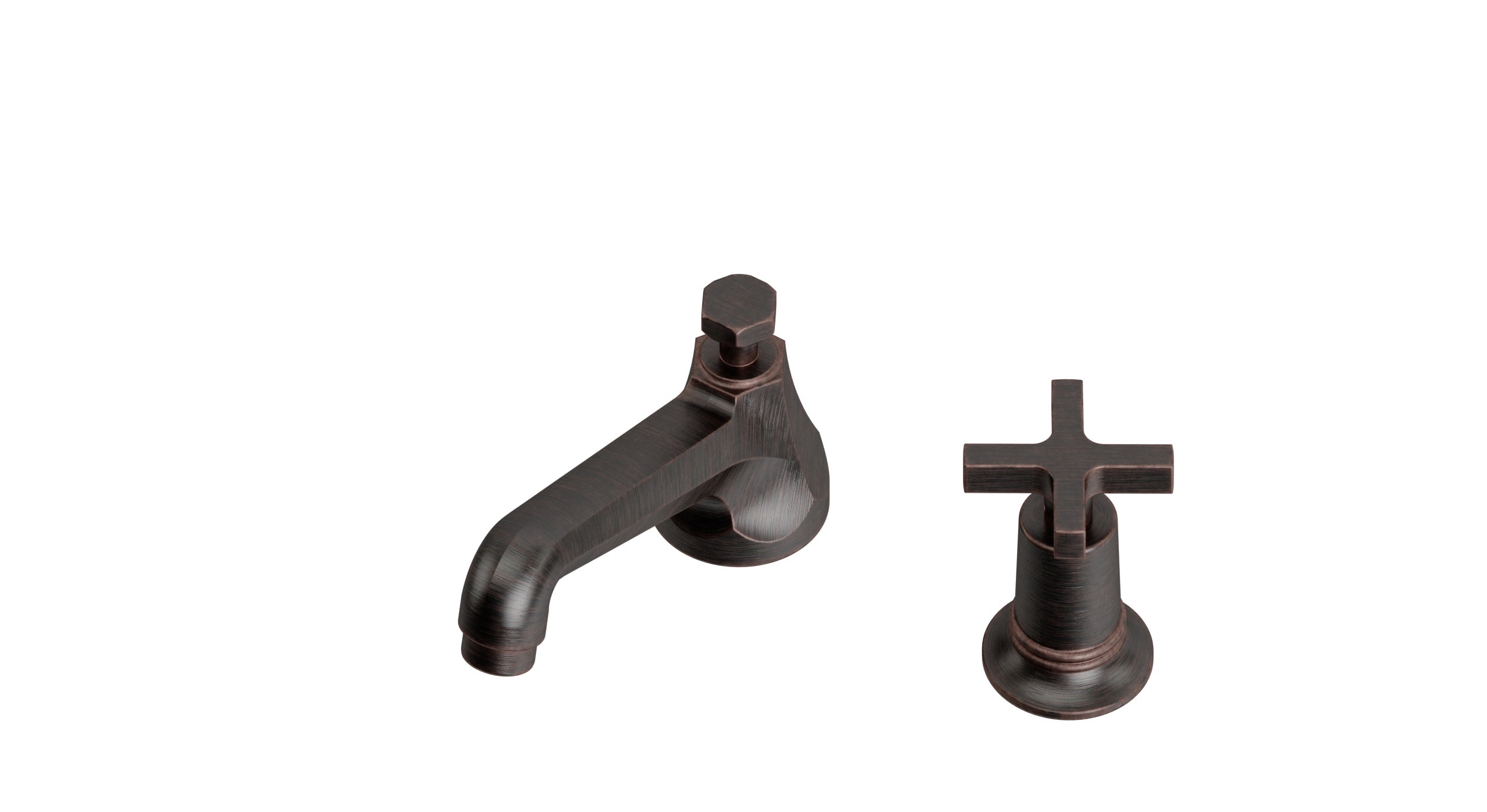 Emerson One Handle Deck Mount Low Hexagon Lavatory Faucet with Classic Cross Handle in Antique Bronze