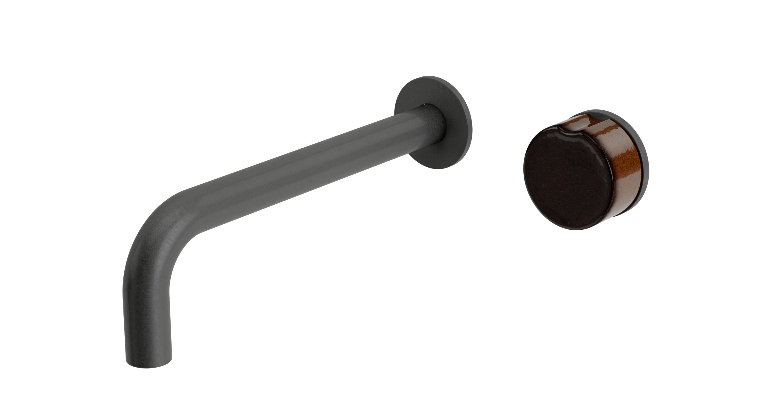 Foundry One Handle Wall Mount 7.5" Lavatory Faucet with Groove Ceramic Knob Handle in Blackened Nickel