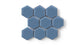 3" Hexagon Sheeted Original Ceramic Mosaic Tile in Caribbean Sea Matte