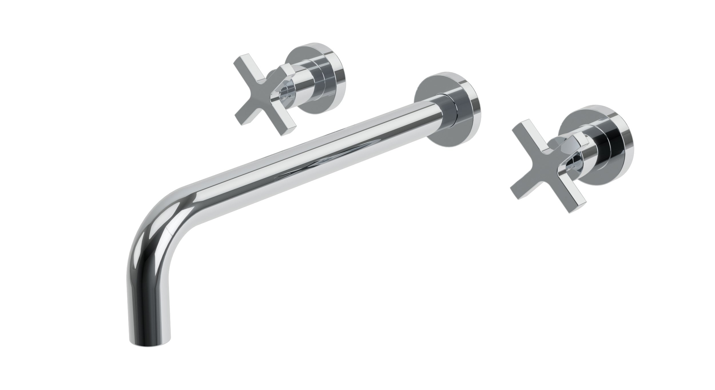 Flatiron Two Handle Wall Mount 12" Lavatory Faucet with Linear Cross Handles in Polished Chrome