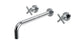Flatiron Two Handle Wall Mount 12" Lavatory Faucet with Linear Cross Handles in Polished Chrome