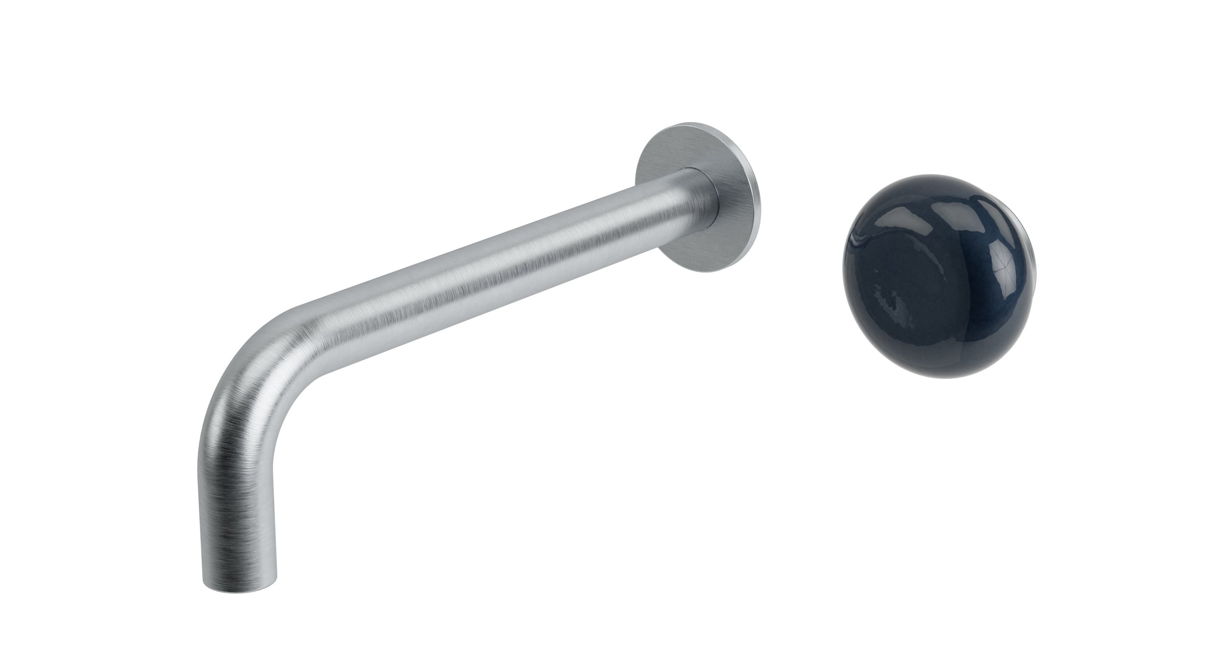 Foundry One Handle Wall Mount 7.5" Lavatory Faucet with Pebble Ceramic Knob Handle in Satin Chrome
