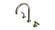 Contour Two Handle Deck Mount Gooseneck Lavatory Faucet with Soft Lever Handles in Polished Nickel