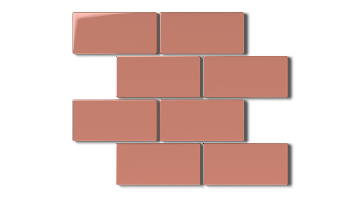 Half Offset Pattern Madder Red 2x4 Half Offset Sheeted Gloss Natural Press Ceramic Tile