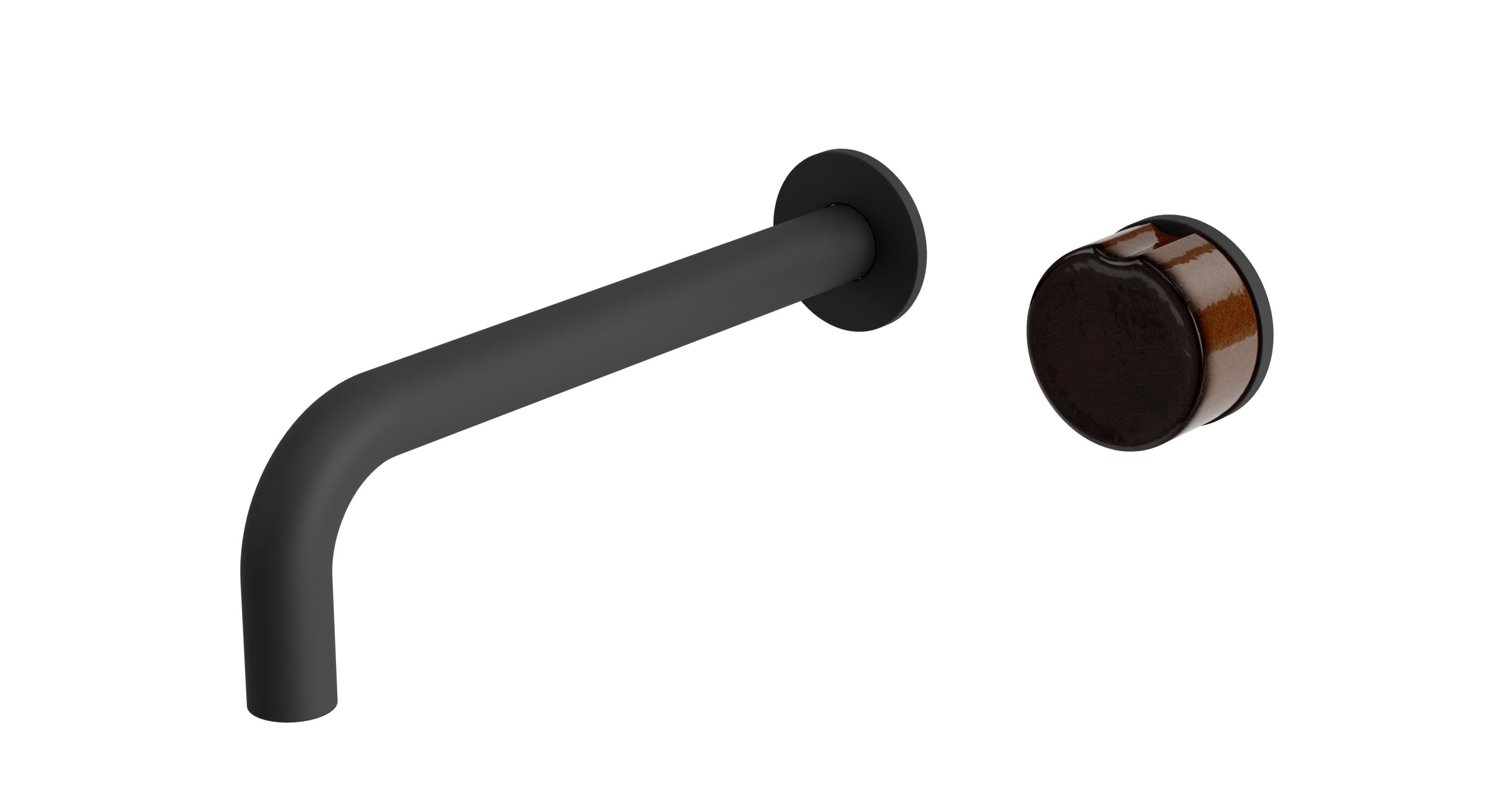 Foundry One Handle Wall Mount 7.5" Lavatory Faucet with Groove Ceramic Knob Handle in Matte Black