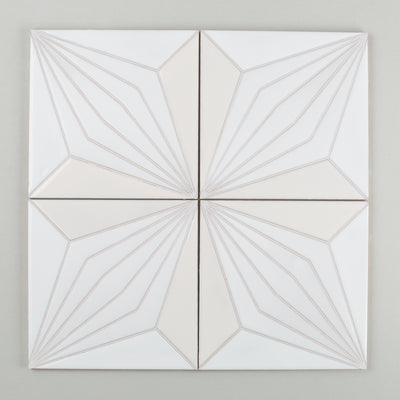 8x8 Handpainted Sample Palmera  in White Motif