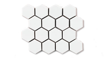 2" Hexagon Sheeted Original Ceramic Mosaic Tile in Calcite Gloss