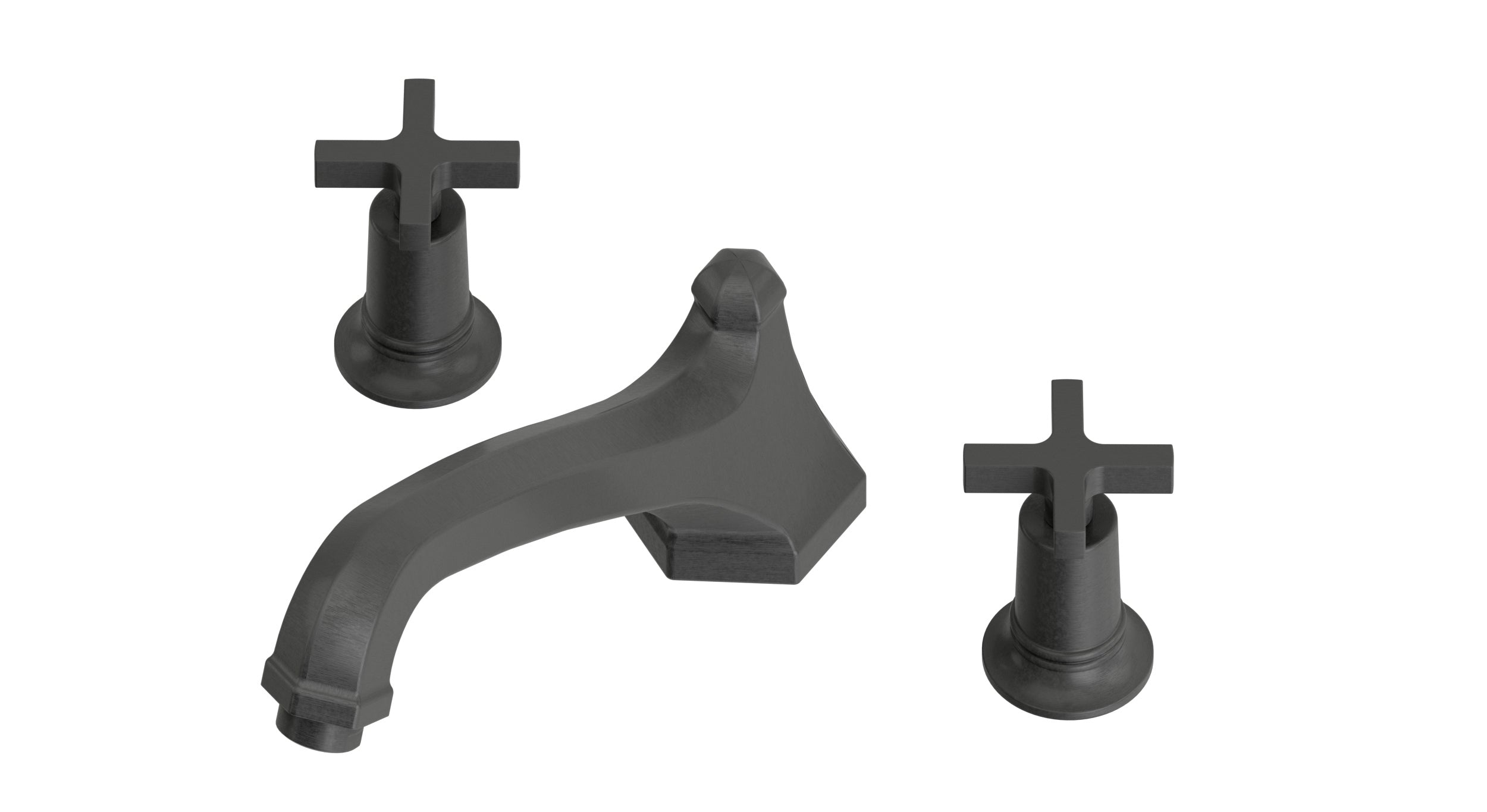 Emerson Two Handle Deck Mount Low Hexagon Bath Trim with Classic Cross Handles in Blackened Nickel