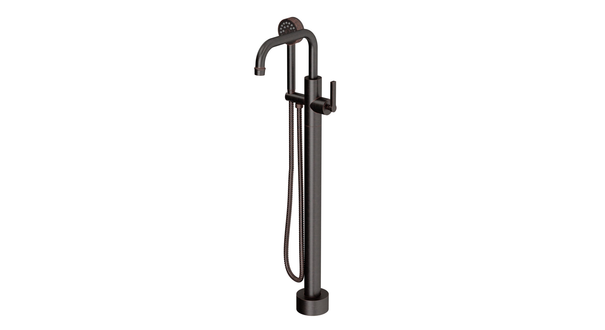 Emerson One Handle Floor Mount Squaretop Bath Trim with Hand Shower and Classic Lever Handle in Antique Bronze