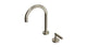 Contour One Handle Deck Mount Gooseneck Lavatory Faucet with Soft Lever Handle in French Nickel
