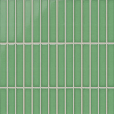 1x6 Straight Set Sheeted Original Ceramic Mosaic Tile in Sea Green Gloss