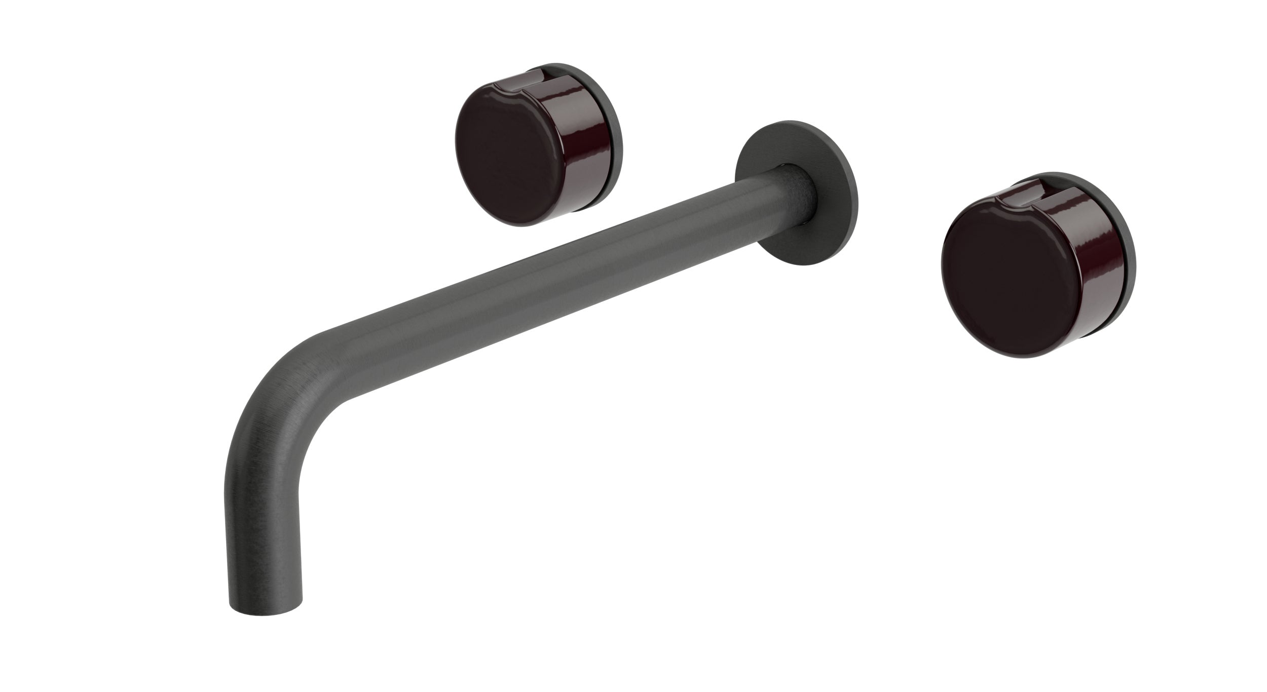 Foundry Two Handle Wall Mount 10" Lavatory Faucet with Groove Ceramic Knob Handles in Blackened Nickel