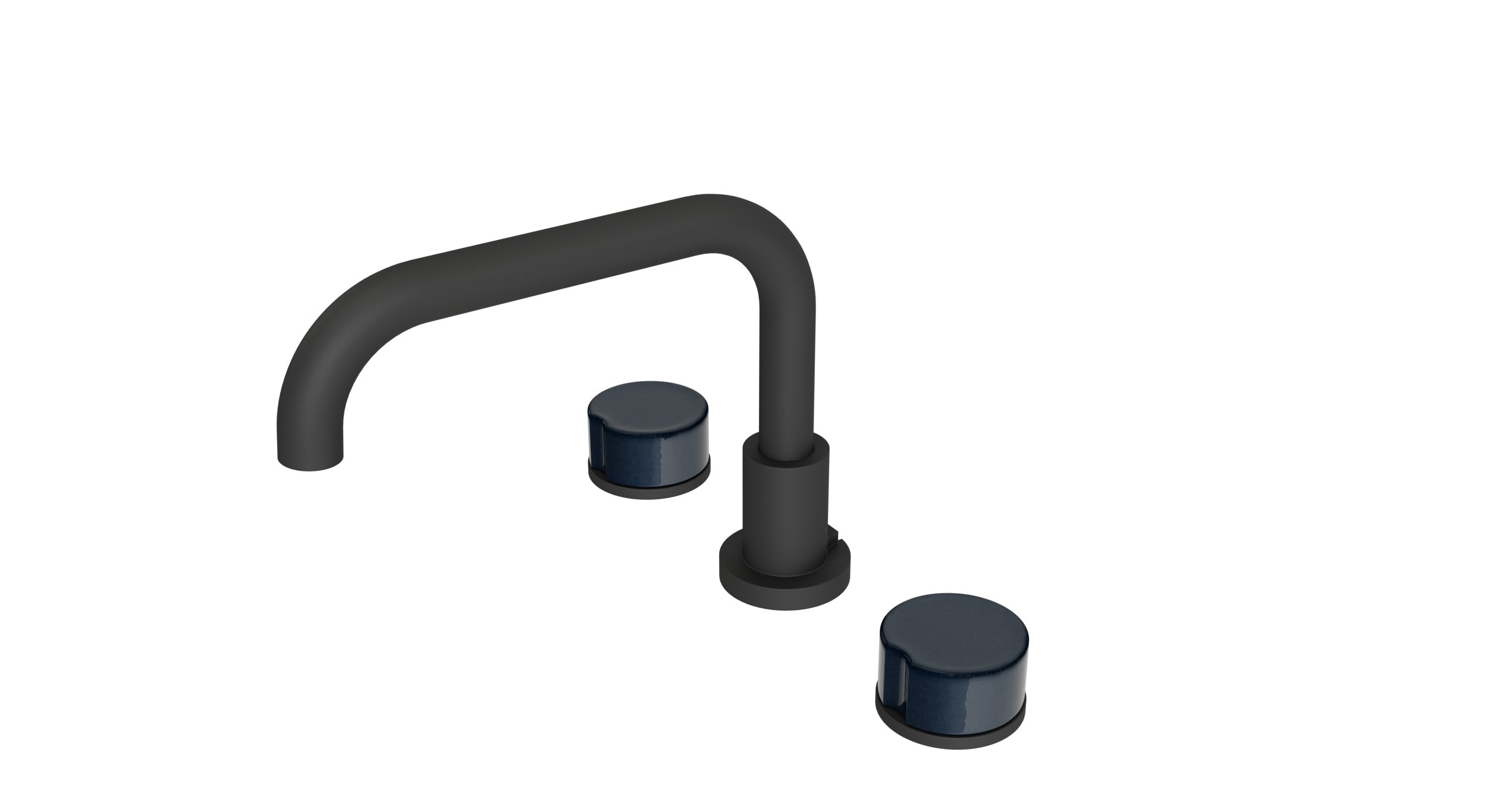 Foundry Two Handle Deck Mount Squaretop Bath Trim with Groove Ceramic Knob Handles in Matte Black