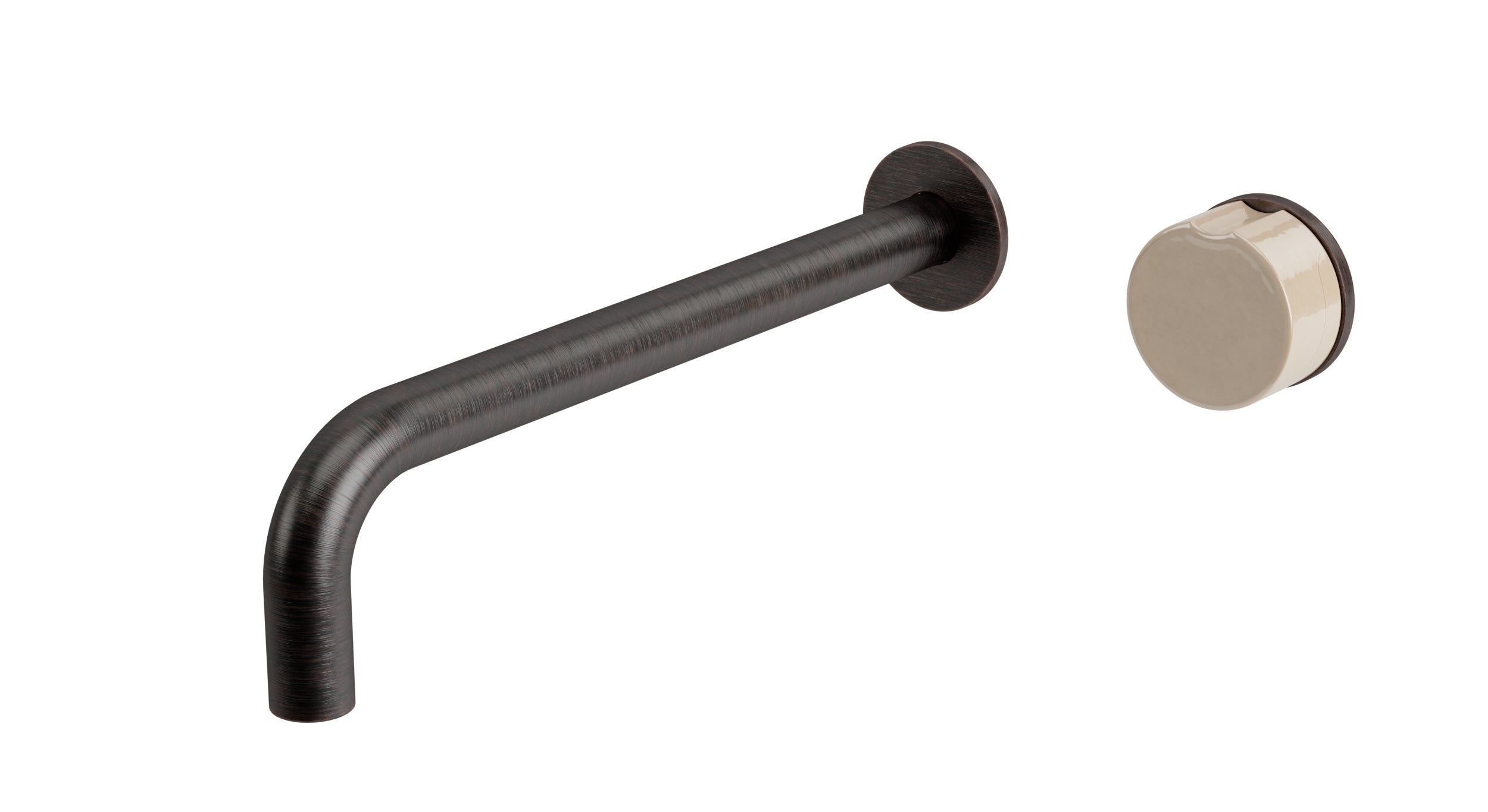 Foundry One Handle Wall Mount 10" Lavatory Faucet with Groove Ceramic Knob Handle in Antique Bronze
