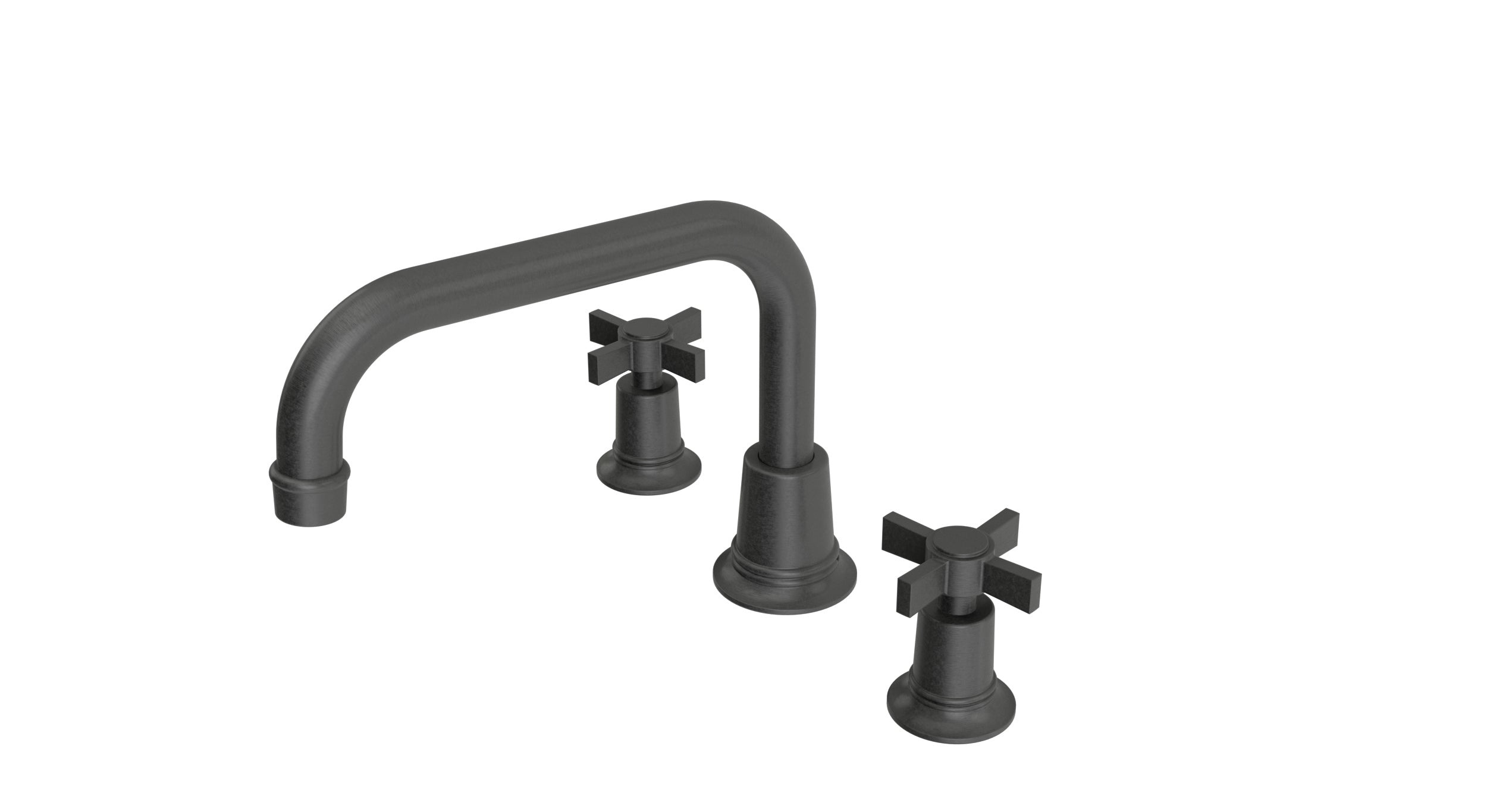 Emerson Two Handle Deck Mount Squaretop Bath Trim with Defined Cross Handles in Blackened Nickel