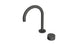 Foundry One Handle Deck Mount Gooseneck Lavatory Faucet with Barrel Knob Handle in Blackened Nickel