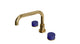 Foundry Two Handle Deck Mount Squaretop Bath Trim with Groove Ceramic Knob Handles in Uncoated Polished Brass