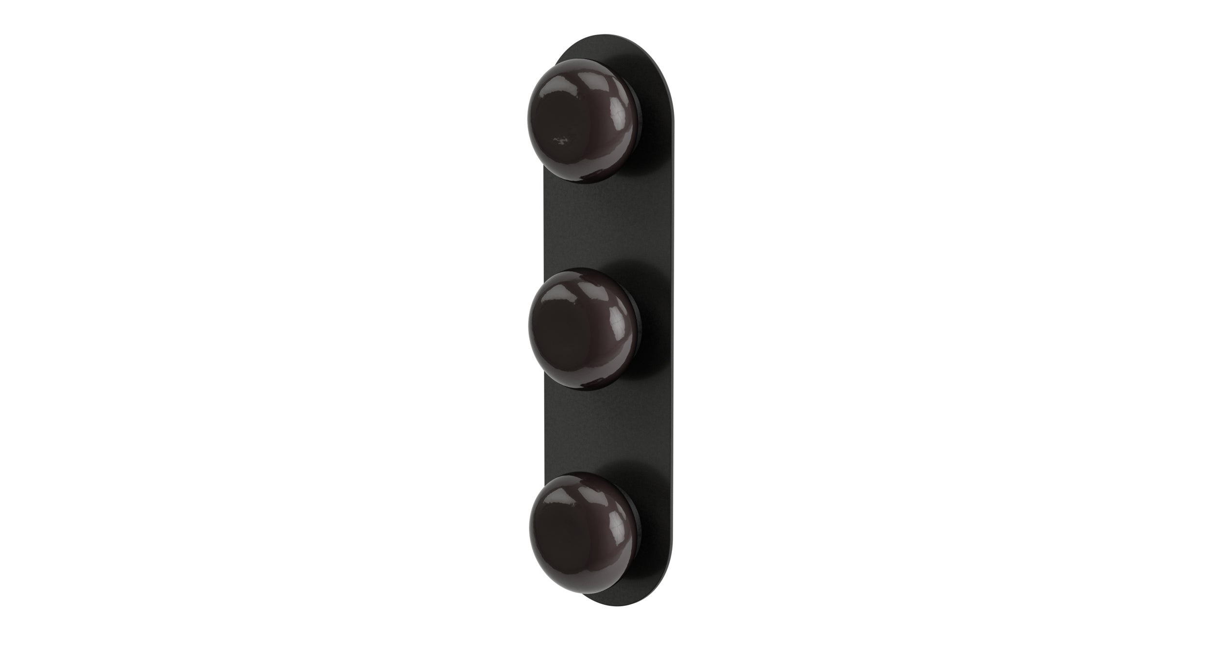 Foundry Three Handle Wall Mount Shower Trim with Pebble Ceramic Knob Handles in Blackened Nickel