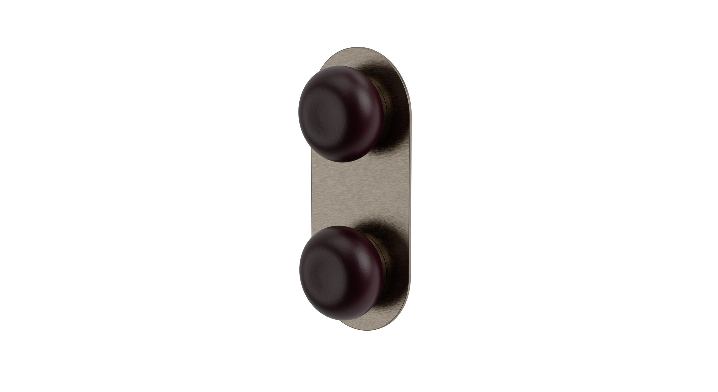Foundry Two Handle Wall Mount Shower Trim with Pebble Ceramic Knob Handles in Antique Nickel