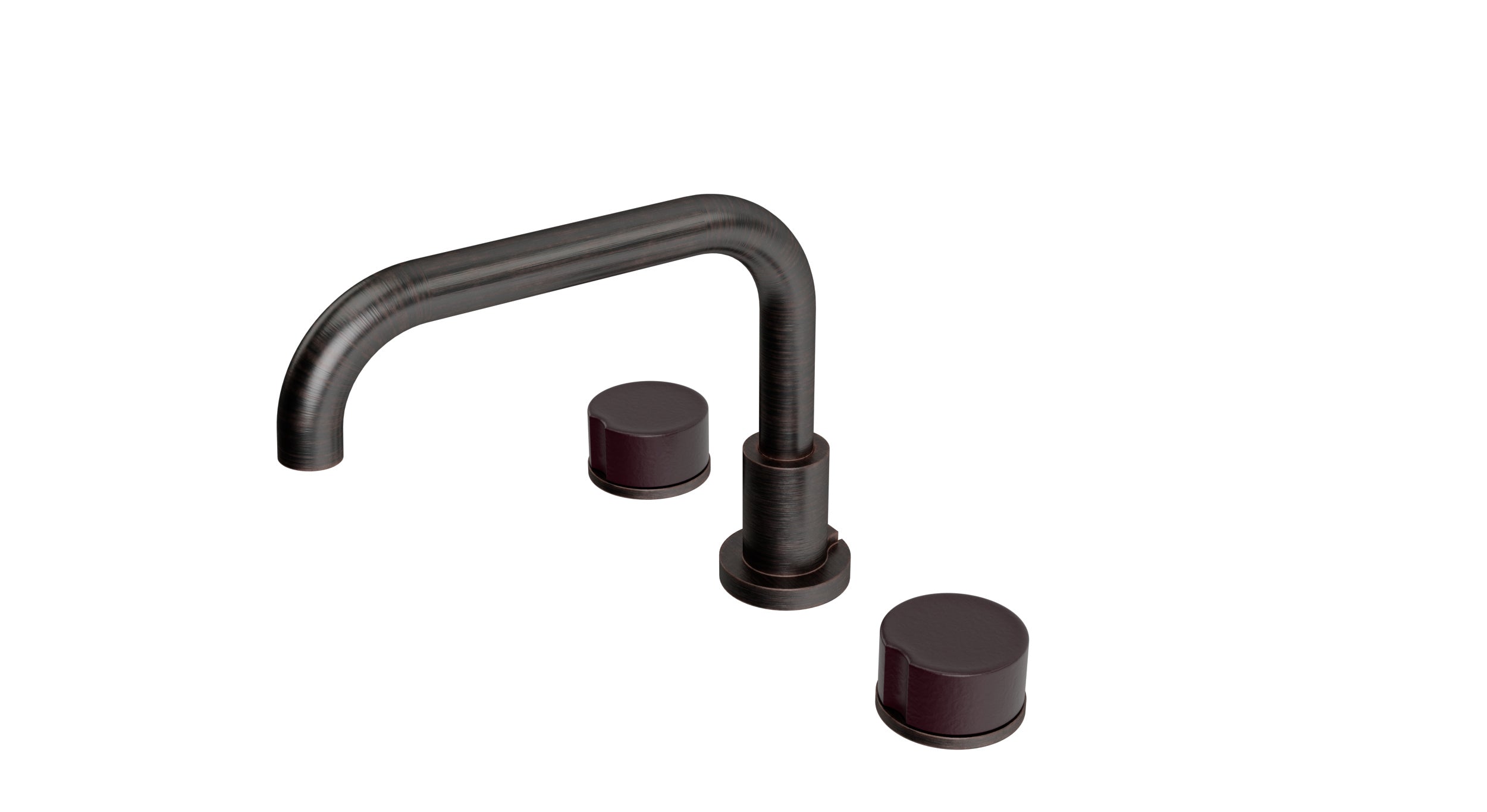 Foundry Two Handle Deck Mount Squaretop Bath Trim with Groove Ceramic Knob Handles in Antique Bronze