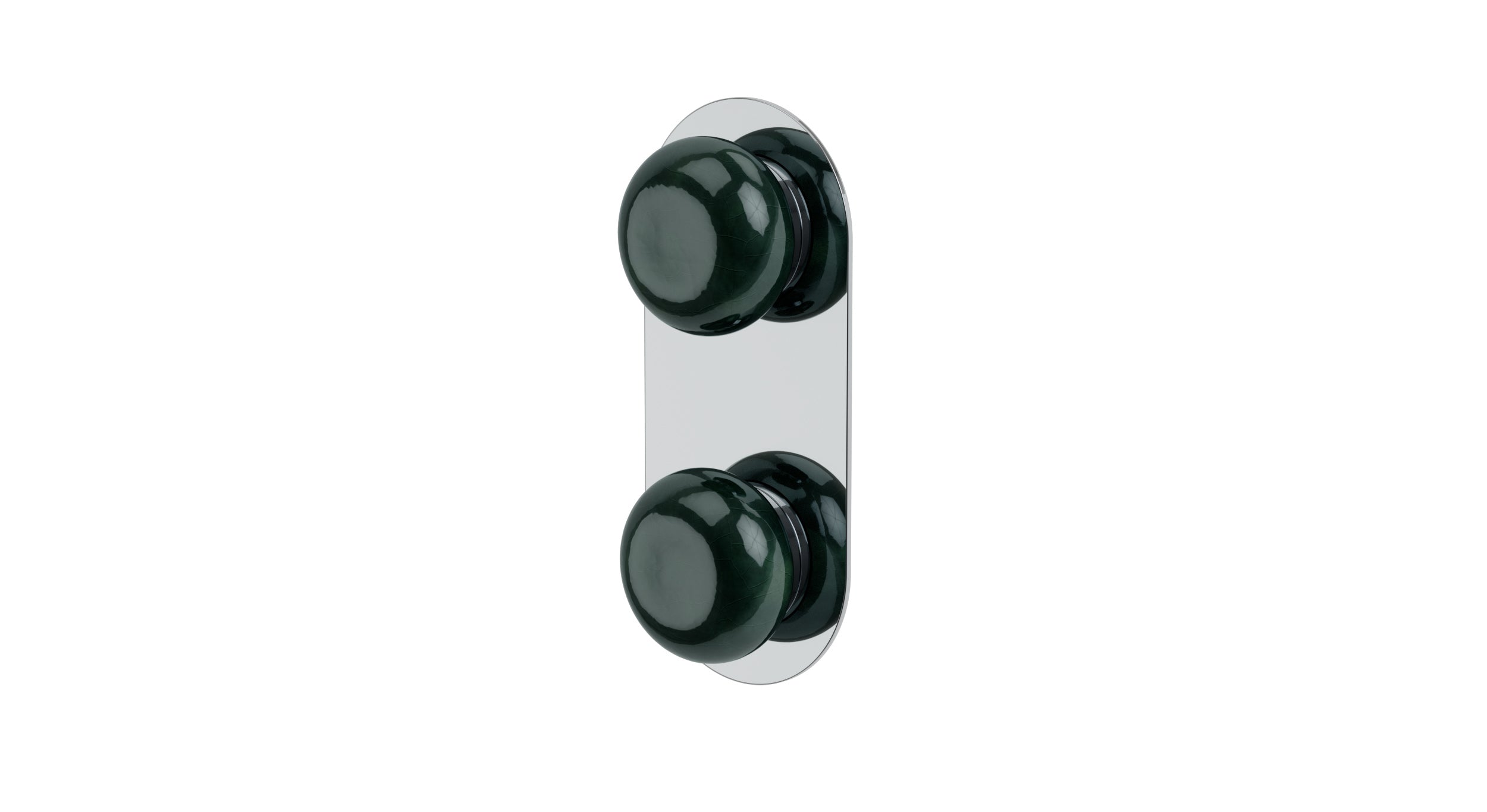 Foundry Two Handle Wall Mount Shower Trim with Pebble Ceramic Knob Handles in Polished Chrome