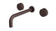 Foundry Two Handle Wall Mount 10" Lavatory Faucet with Barrel Knob Handles in Architectural Copper