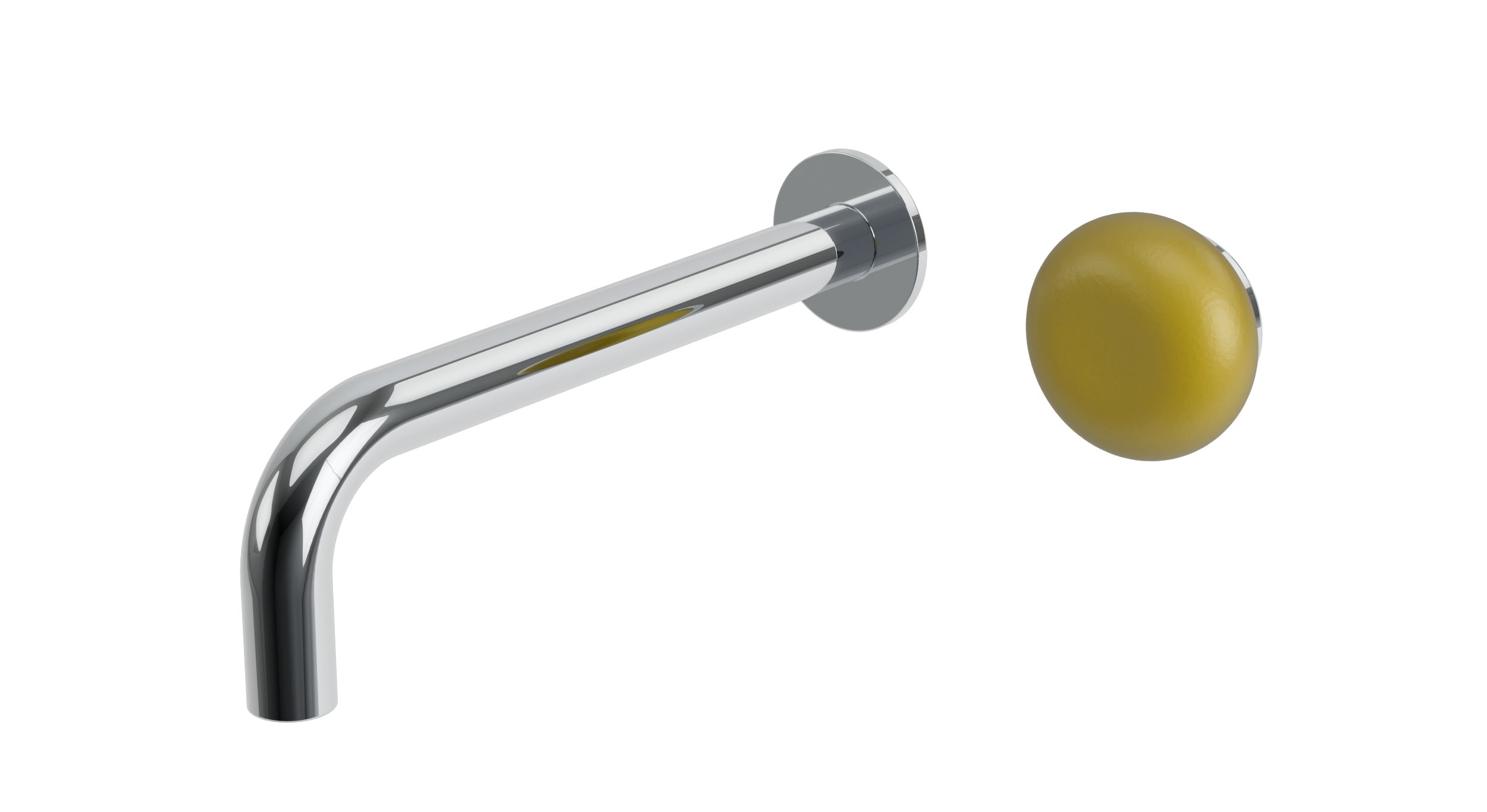 Foundry One Handle Wall Mount 7.5" Lavatory Faucet with Pebble Ceramic Knob Handle in Polished Chrome
