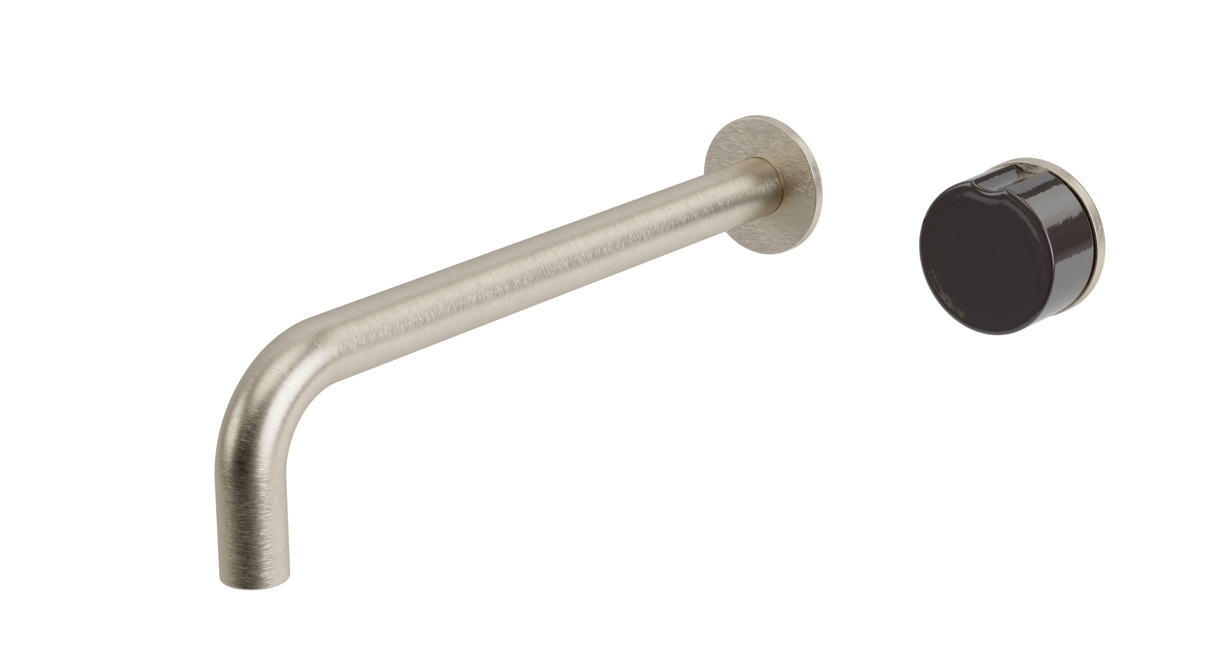 Foundry One Handle Wall Mount 10" Lavatory Faucet with Groove Ceramic Knob Handle in Satin Nickel