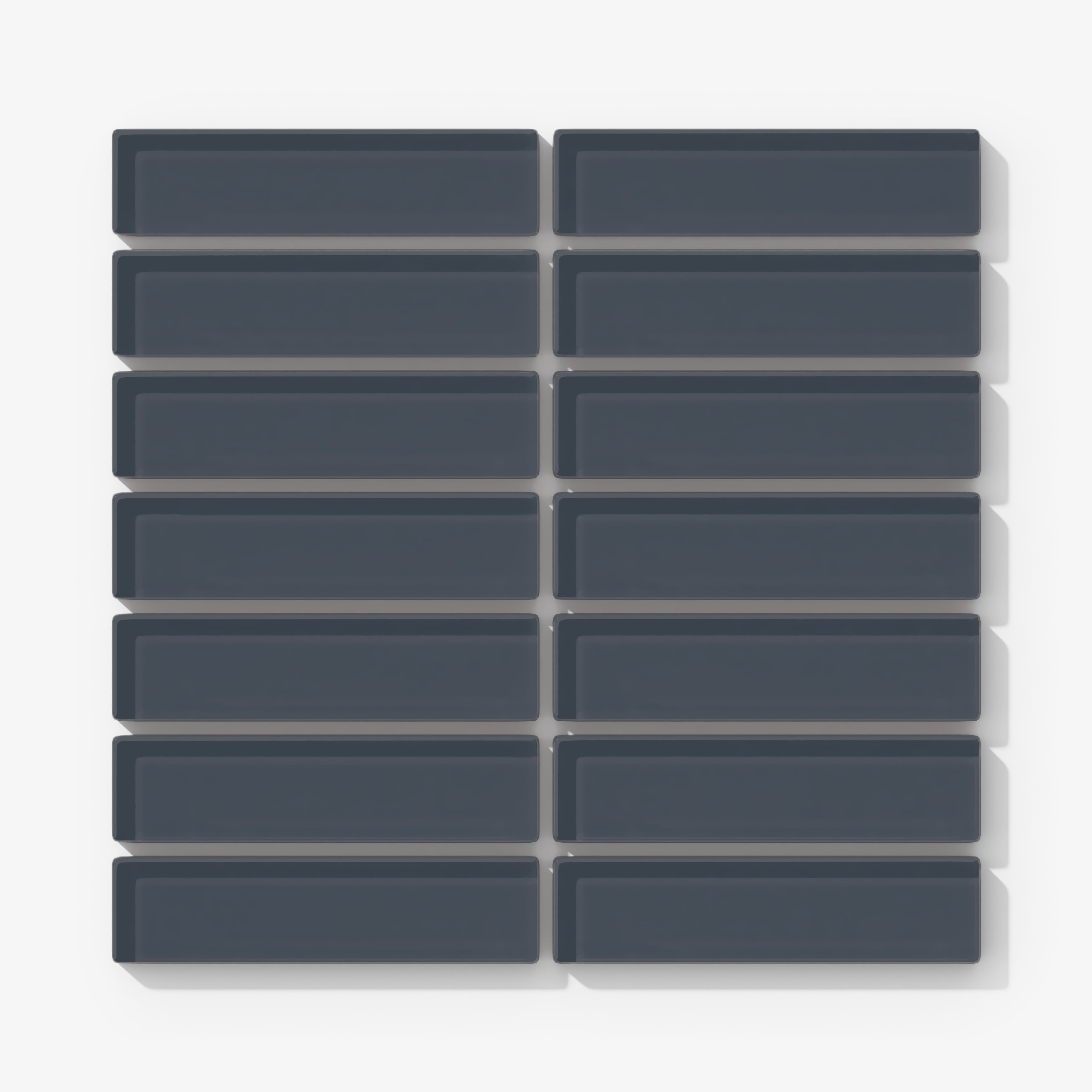 1x4 Straight Set Sheeted Glass Mosaic Tile in Junco Gloss