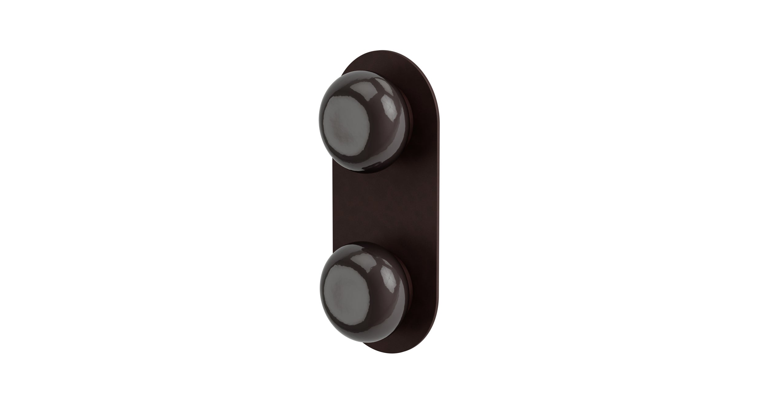 Foundry Two Handle Wall Mount Shower Trim with Pebble Ceramic Knob Handles in Architectural Copper