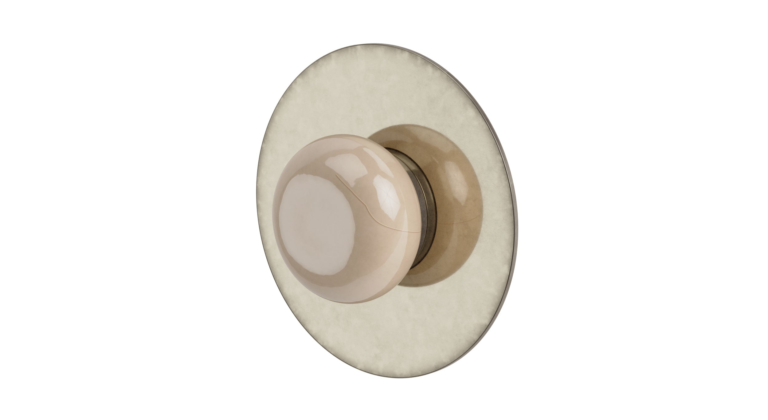 Foundry One Handle Wall Mount Shower Trim with Pebble Ceramic Knob Handle in French Nickel