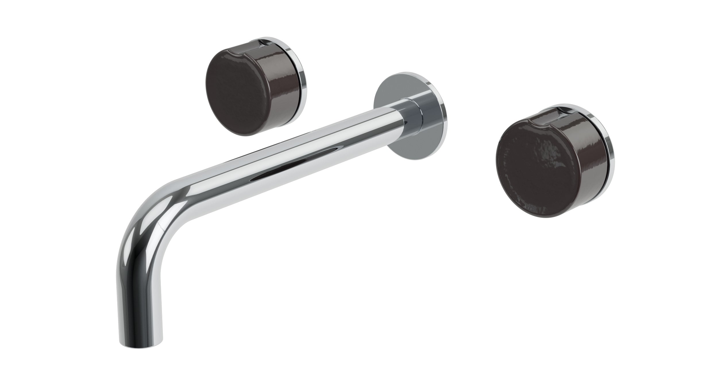 Foundry Two Handle Wall Mount 7.5" Lavatory Faucet with Groove Ceramic Knob Handles in Polished Chrome